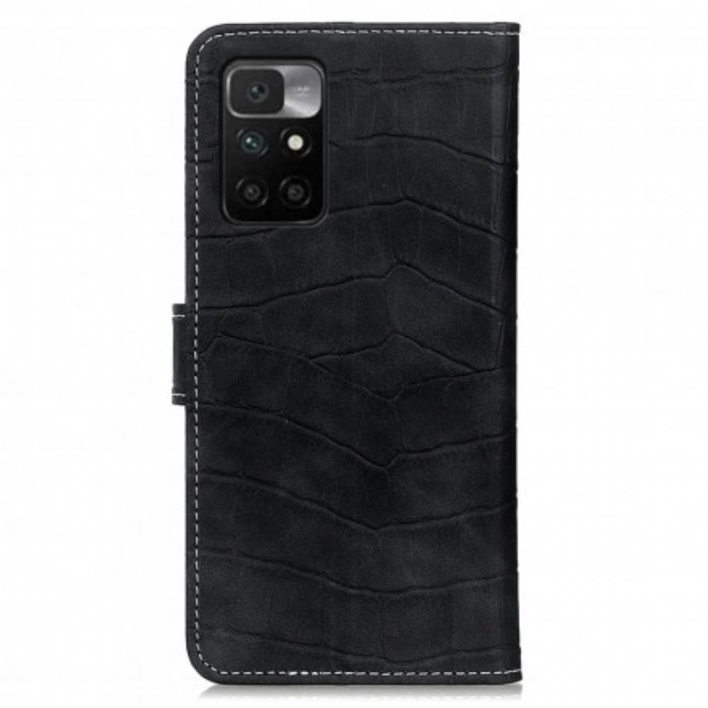 Kožené Pouzdro Na Xiaomi Redmi 10 Vintage Styl Krokodýlí Kůže