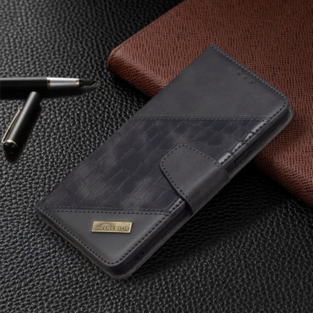 Kožené Pouzdro Na Samsung Galaxy A32 4G Klasický Efekt Krokodýlí Kůže