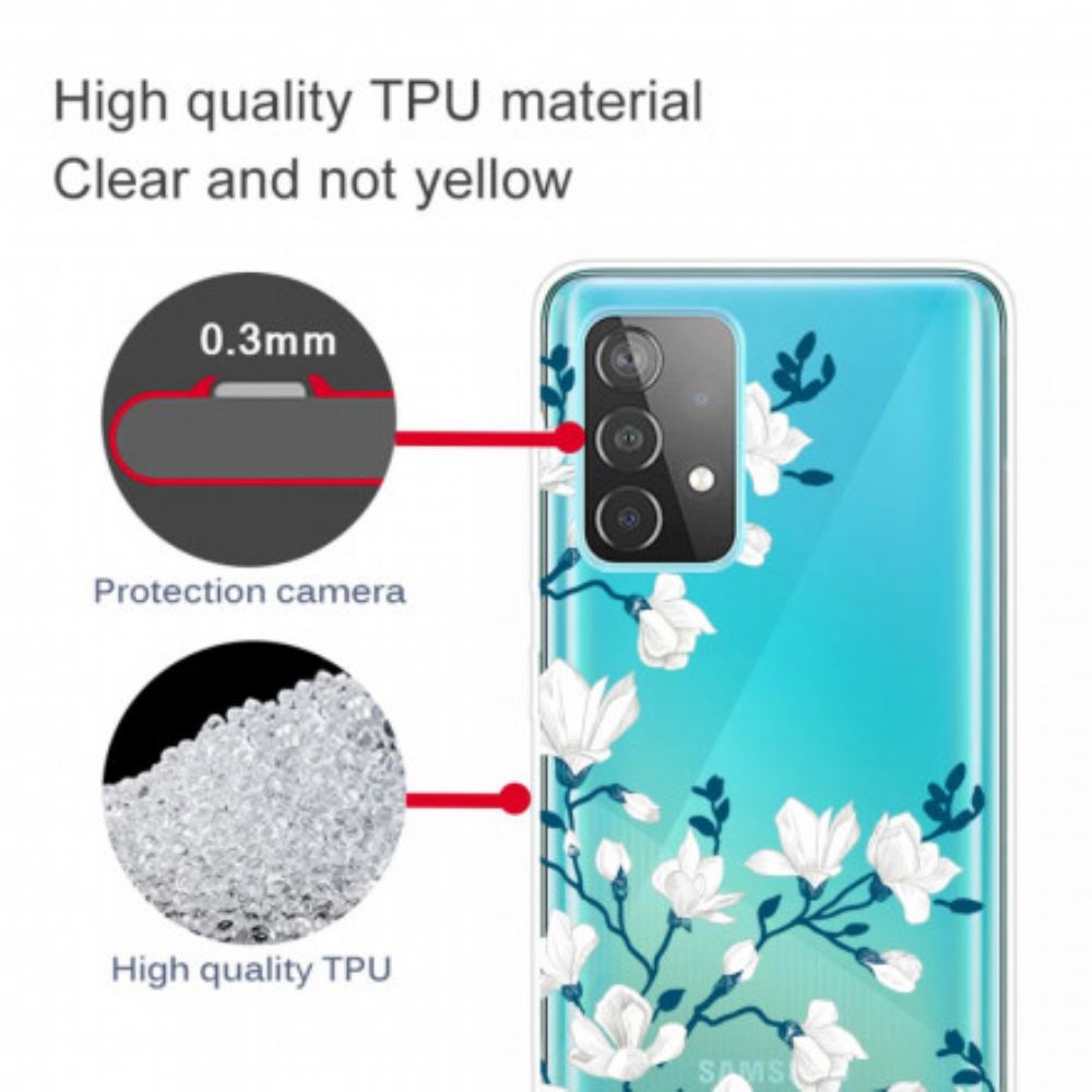 Kryt Na Samsung Galaxy A32 4G Bílé Květy
