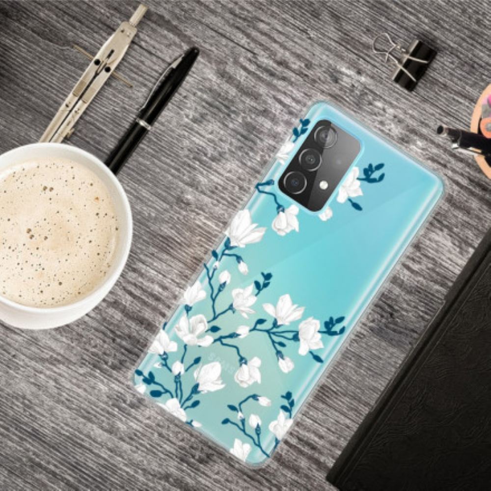Kryt Na Samsung Galaxy A32 4G Bílé Květy
