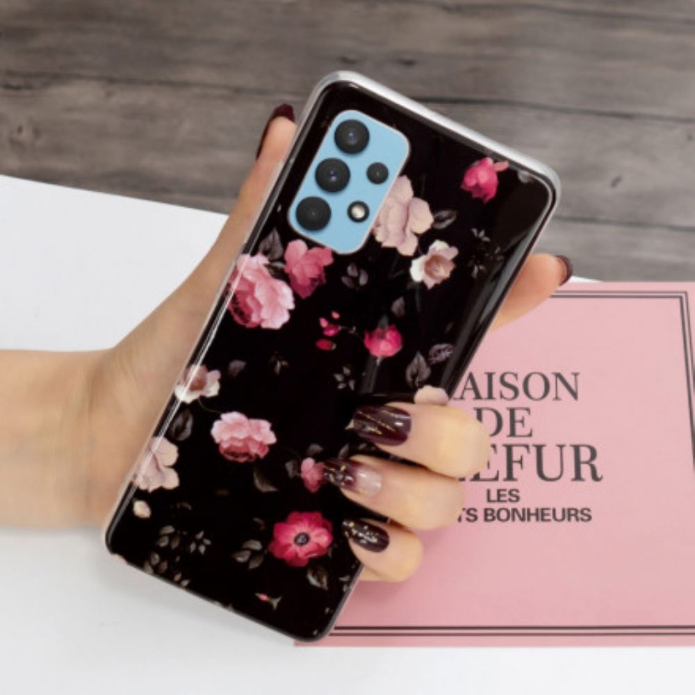 Kryt Na Samsung Galaxy A32 4G Fluorescenční Květinová Řada
