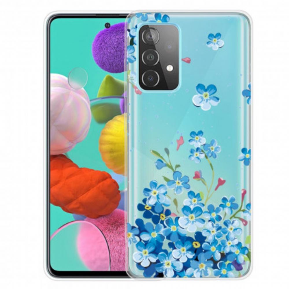 Kryt Na Samsung Galaxy A32 4G Modré Květy