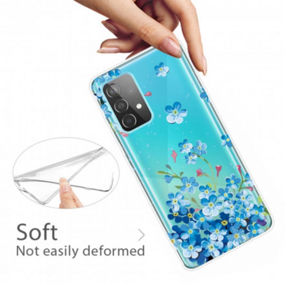 Kryt Na Samsung Galaxy A32 4G Modré Květy