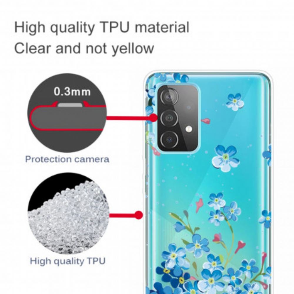 Kryt Na Samsung Galaxy A32 4G Modré Květy