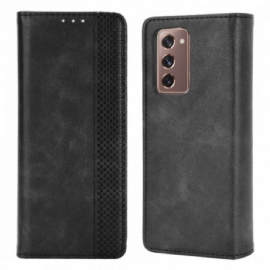 Kryty Na Mobil Na Samsung Galaxy Z Fold 2 Flipové Pouzdro Stylizovaný Kožený Efekt