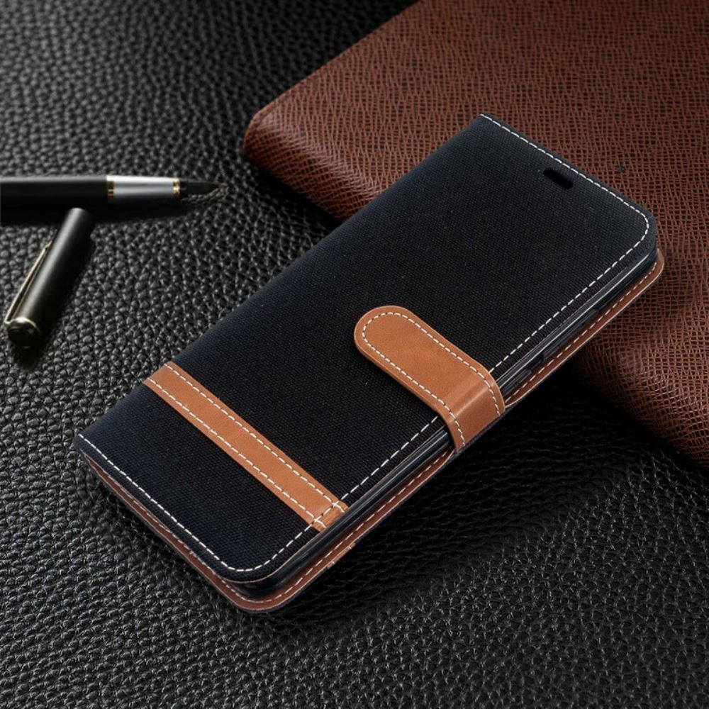 Flipové Pouzdro Na Xiaomi Redmi 8 Na Lana Pásek S Látkovým A Koženým Efektem