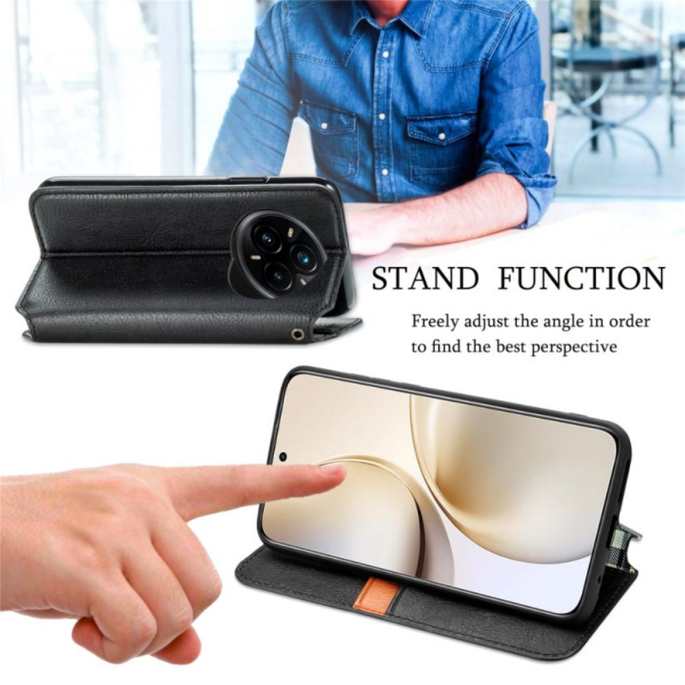 Kožené Pouzdro Folio Na Realme 14 Pro 5g Semišový Efekt Diamantový Lem