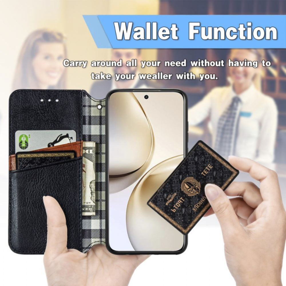 Kožené Pouzdro Folio Na Realme 14 Pro 5g Semišový Efekt Diamantový Lem