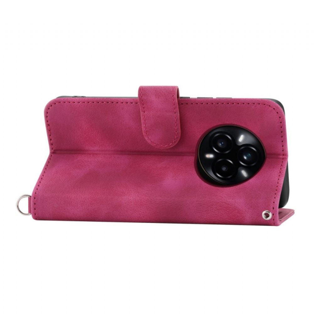 Kožený Kryt Na Realme 14 Pro 5g Květinová Krajka S Páskem