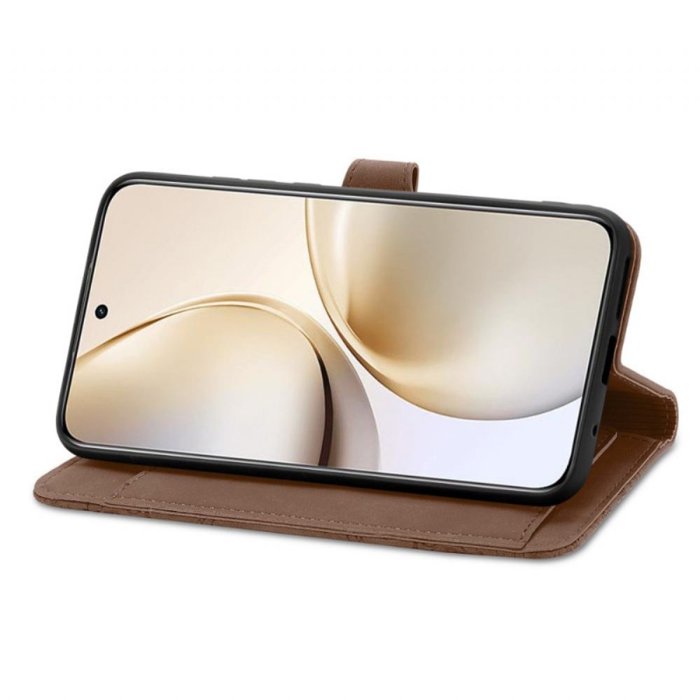 Kožený Kryt Na Realme 14 Pro 5g Semišový Efekt Krajka Pouzdro A Popruh