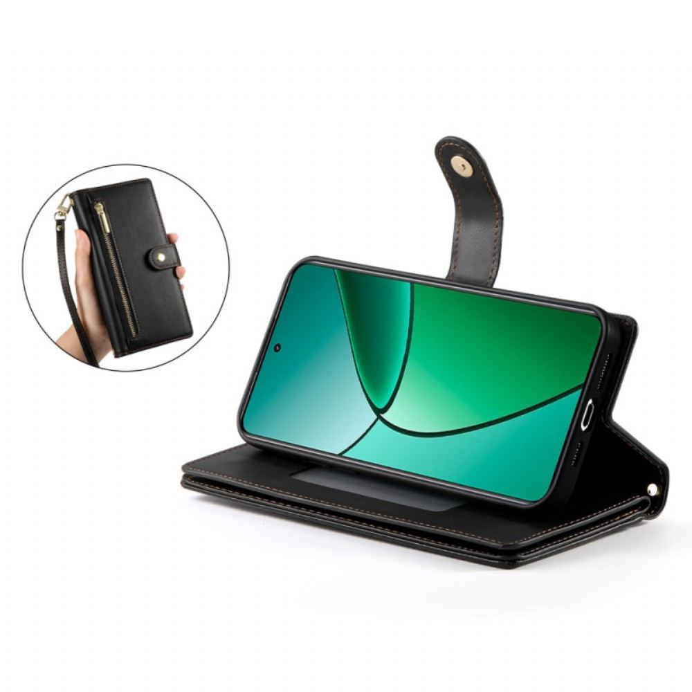 Kožený Kryt Realme 14 Pro 5g Design Peněženky S Popruhem A Ramenním Popruhem