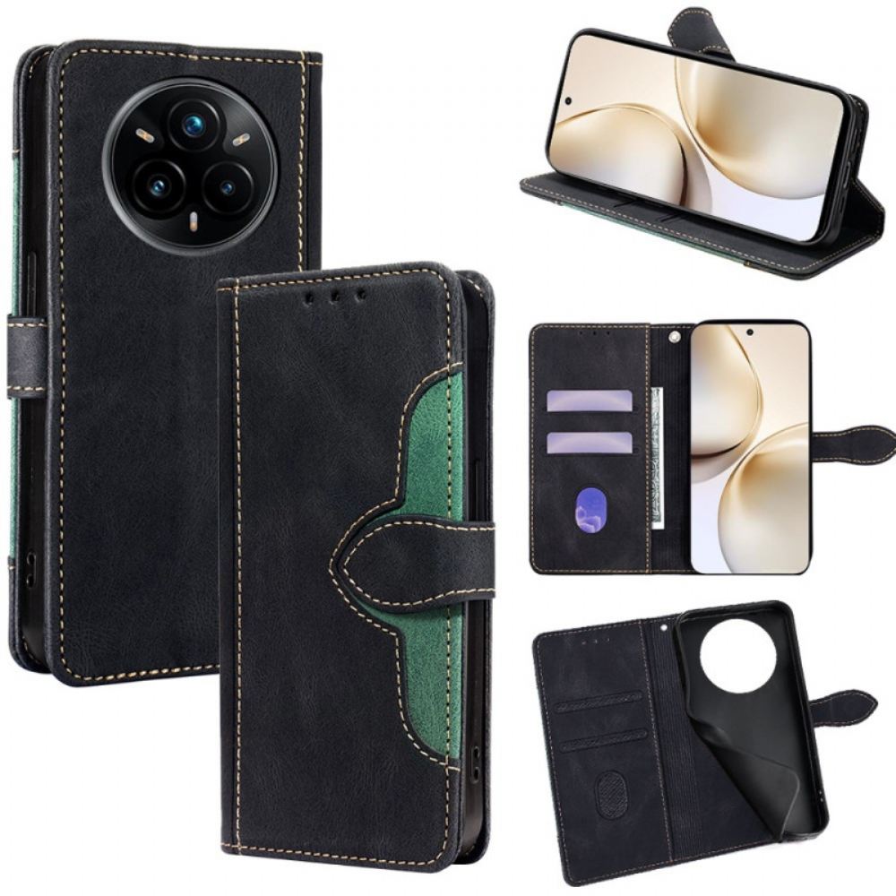 Kožený Kryt Realme 14 Pro 5g Dvoubarevný Květinový Vzor