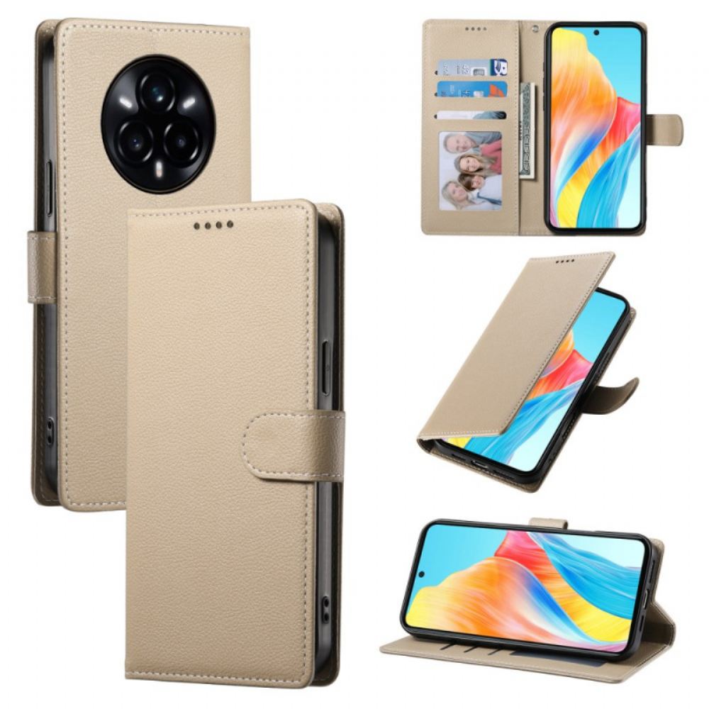 Kožený Kryt Realme 14 Pro 5g Jednobarevný Kožený Efekt S Páskem