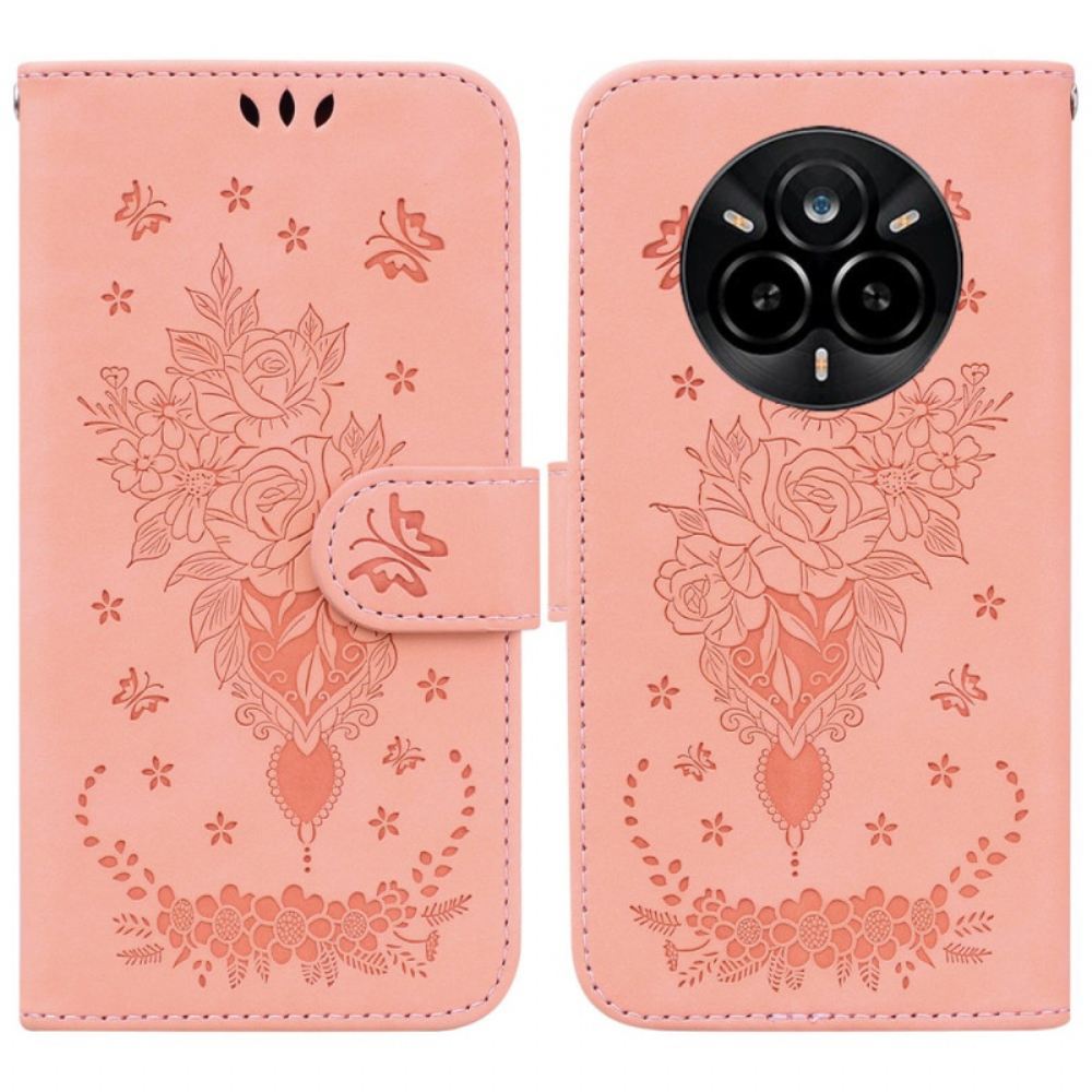 Kožený Kryt Realme 14 Pro 5g Růžový Semišový Efekt