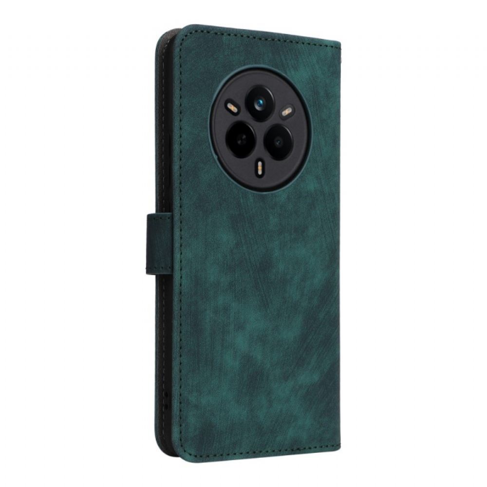 Kožený Kryt Realme 14 Pro 5g Semišový Efekt Rfid Ochrana S Páskem