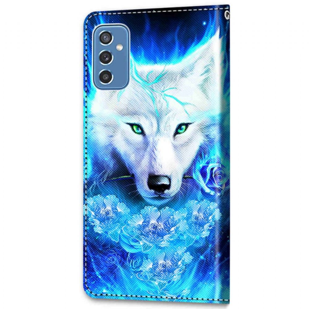 Flipové Pouzdro Na Samsung Galaxy M52 5G Fluorescenční Vlk