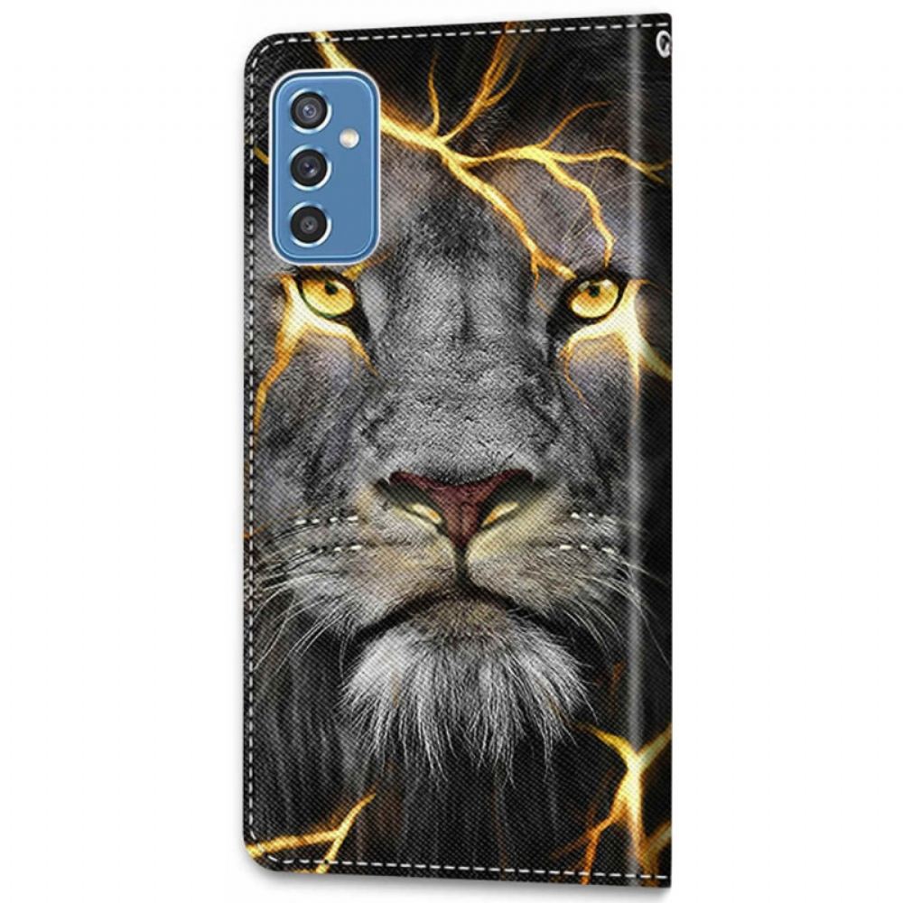 Flipové Pouzdro Na Samsung Galaxy M52 5G Fosforeskující Lev