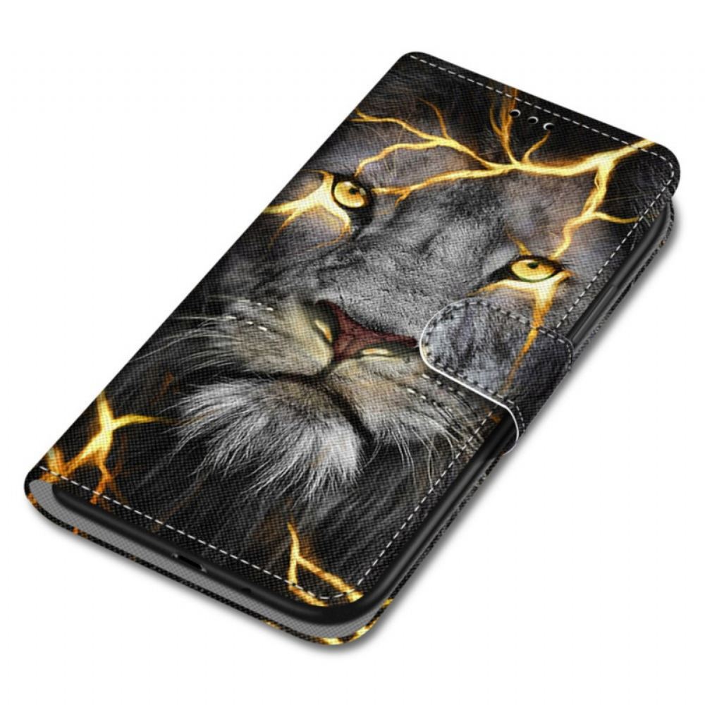 Flipové Pouzdro Na Samsung Galaxy M52 5G Fosforeskující Lev