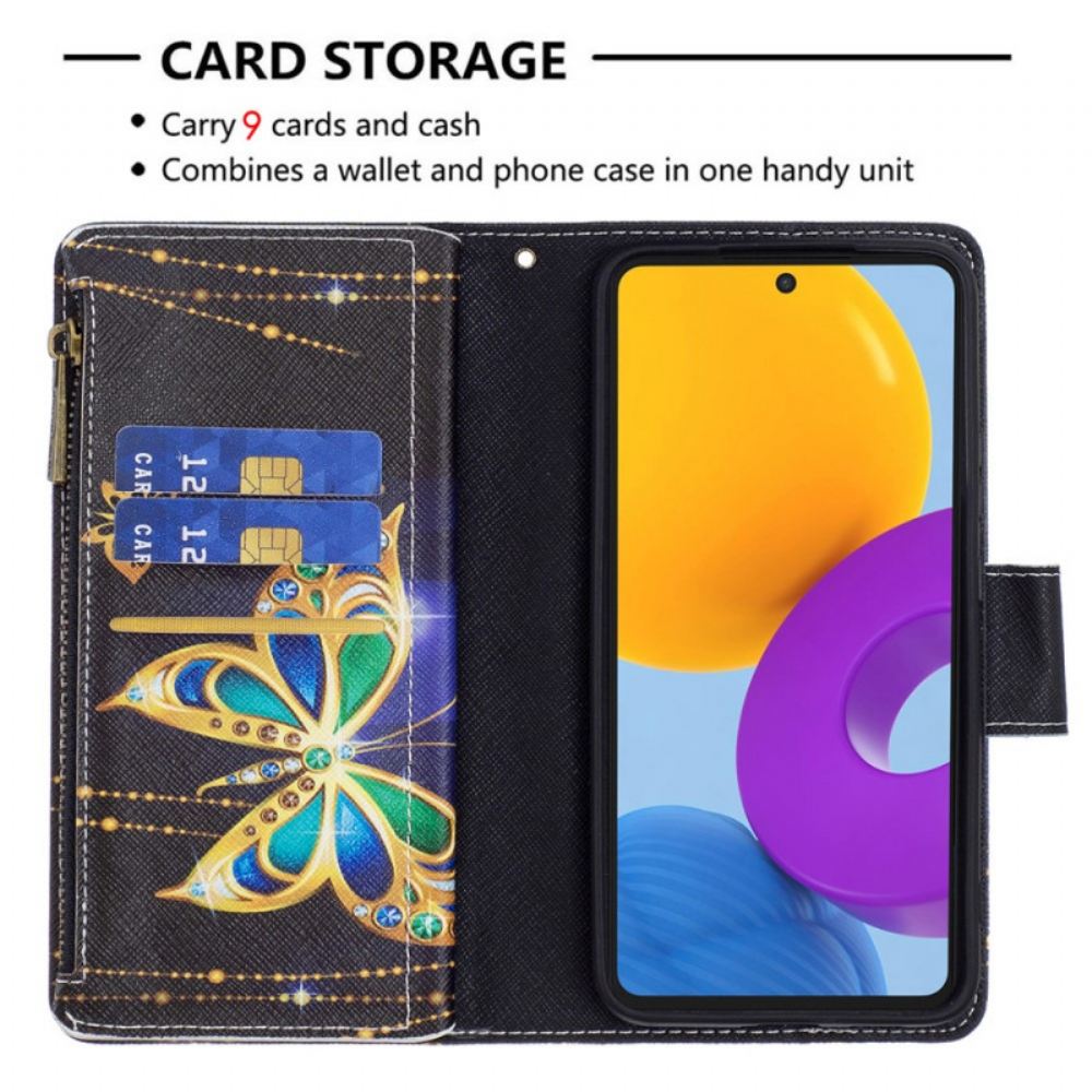 Flipové Pouzdro Na Samsung Galaxy M52 5G Fosforeskující Motýl