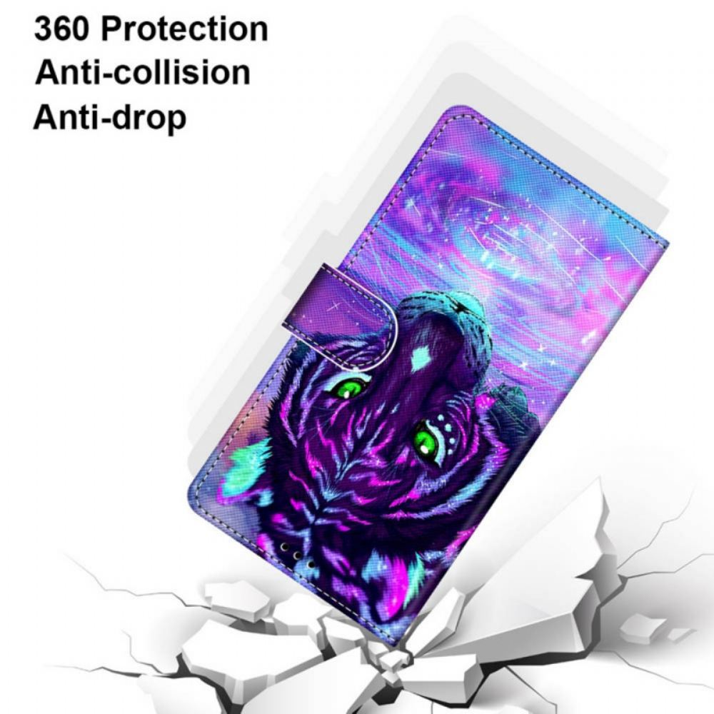 Flipové Pouzdro Na Samsung Galaxy M52 5G Fosforeskující Tygr