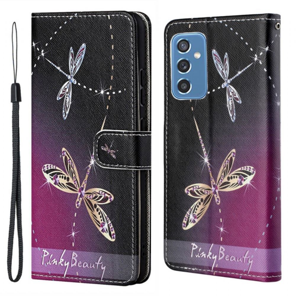 Flipové Pouzdro Na Samsung Galaxy M52 5G Na Lana Strappy Vážky