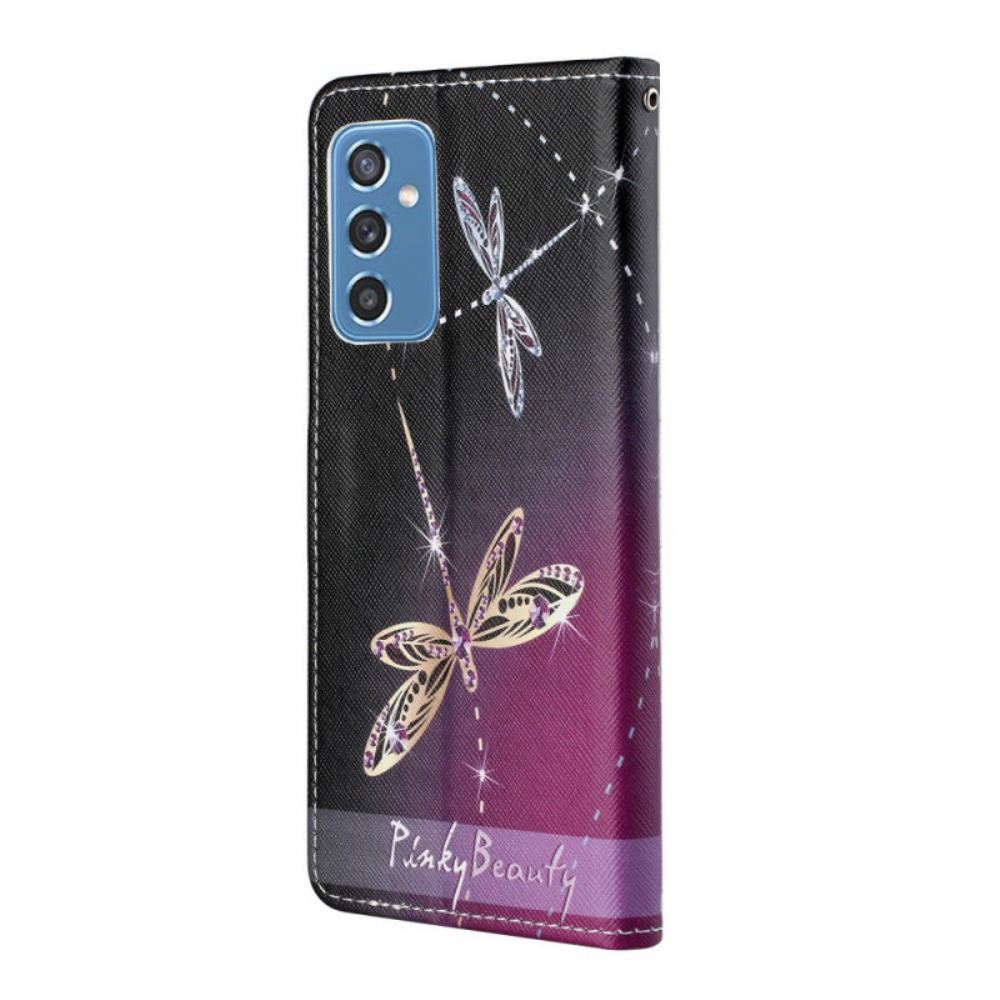 Flipové Pouzdro Na Samsung Galaxy M52 5G Na Lana Strappy Vážky