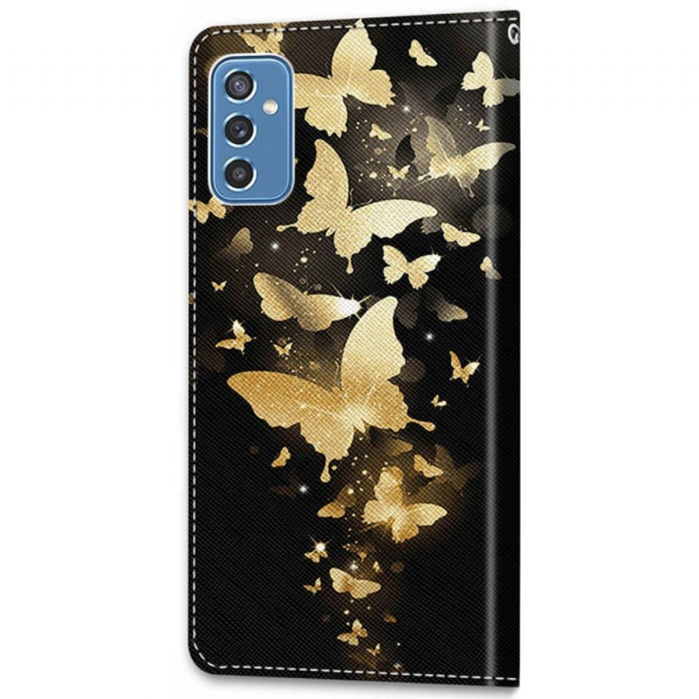 Flipové Pouzdro Na Samsung Galaxy M52 5G Půlnoční Zářící Motýli