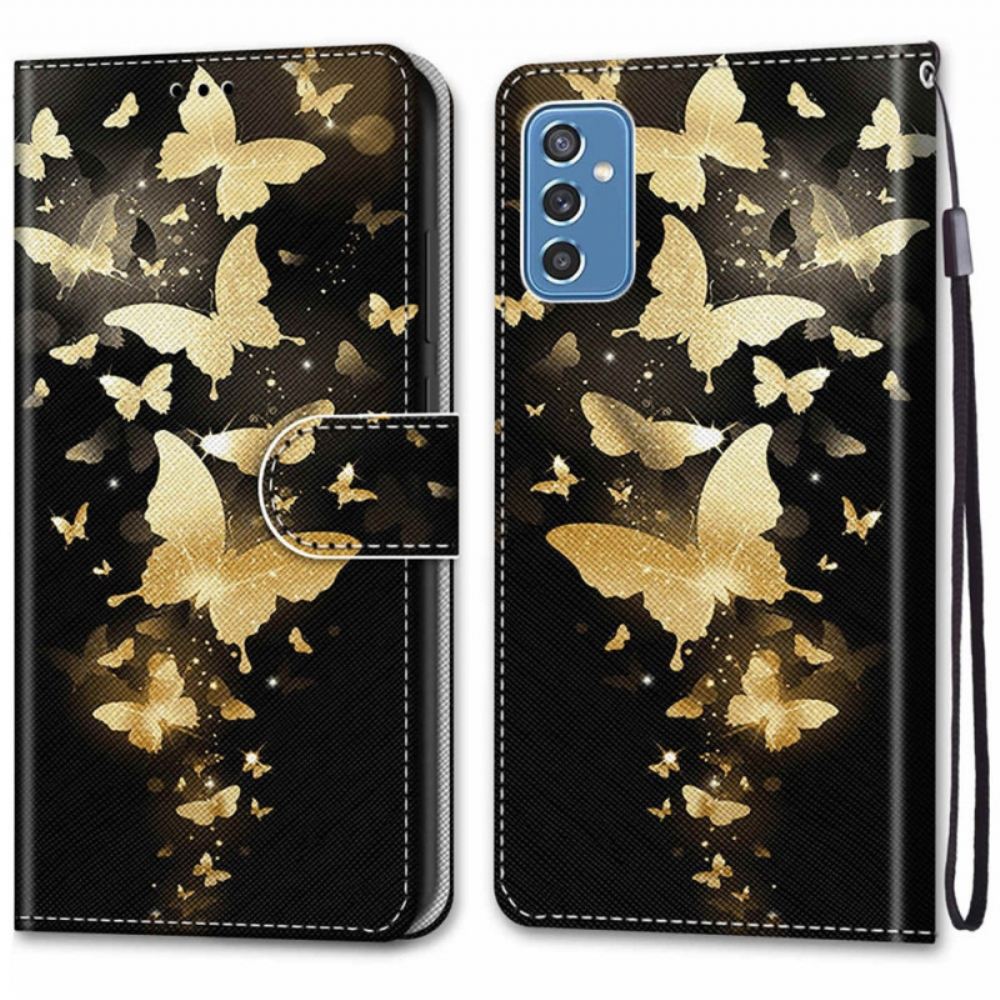 Flipové Pouzdro Na Samsung Galaxy M52 5G Půlnoční Zářící Motýli