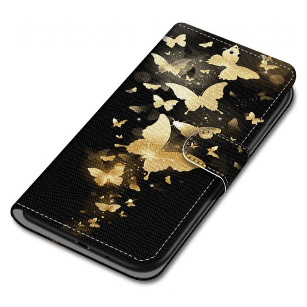 Flipové Pouzdro Na Samsung Galaxy M52 5G Půlnoční Zářící Motýli