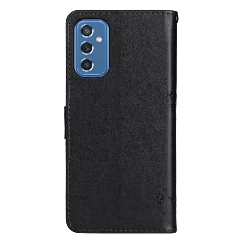 Flipové Pouzdro Na Samsung Galaxy M52 5G Rozkvetlý Strom A Kočka