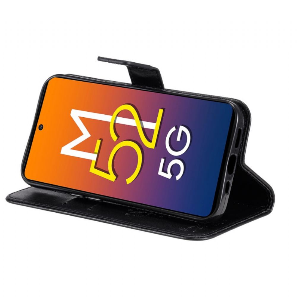 Flipové Pouzdro Na Samsung Galaxy M52 5G Rozkvetlý Strom A Kočka