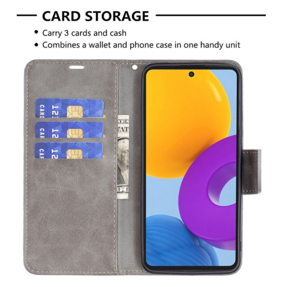 Flipové Pouzdro Na Samsung Galaxy M52 5G Vyčiněná Umělá Kůže