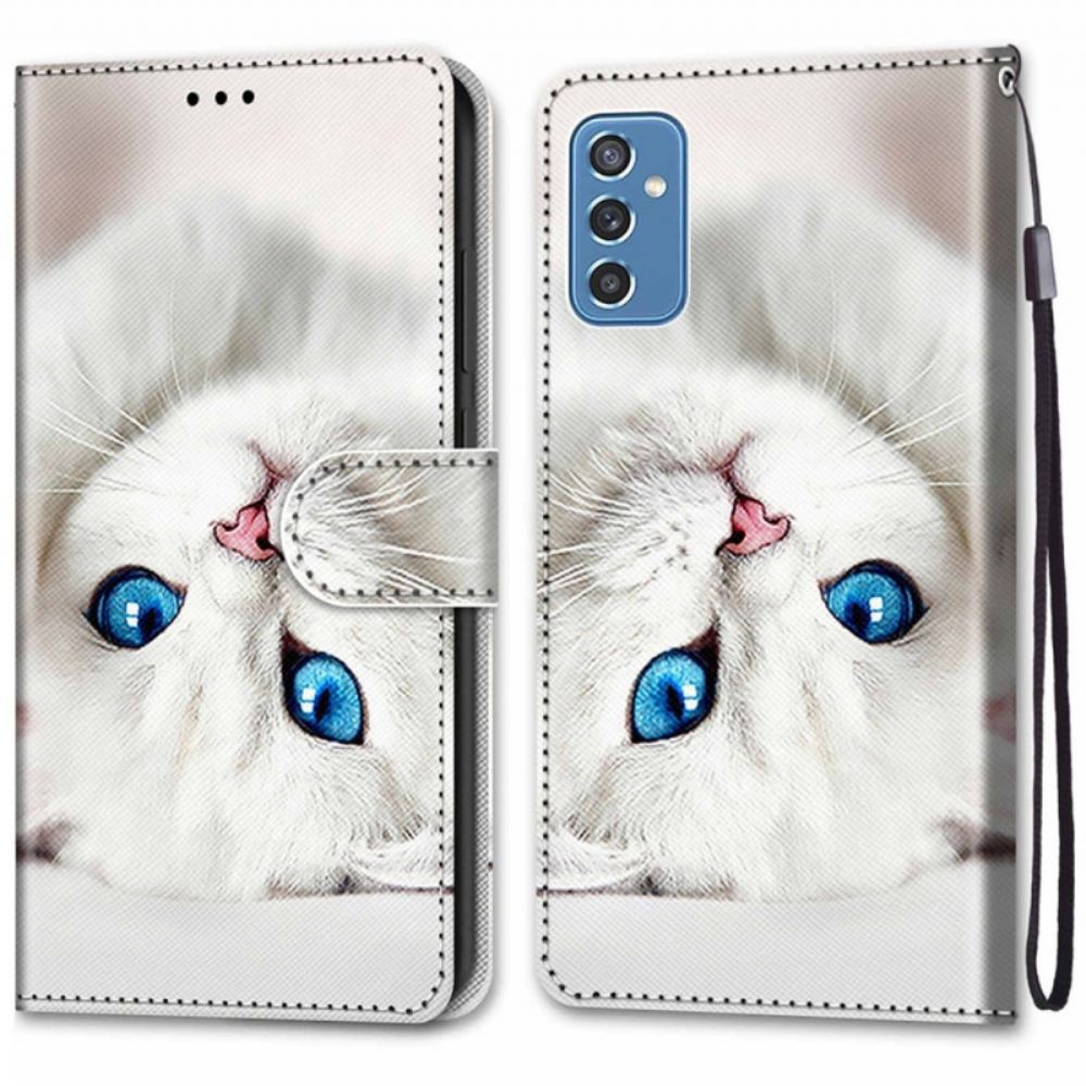 Flipové Pouzdro Na Samsung Galaxy M52 5G Černá A Modrá Kočka