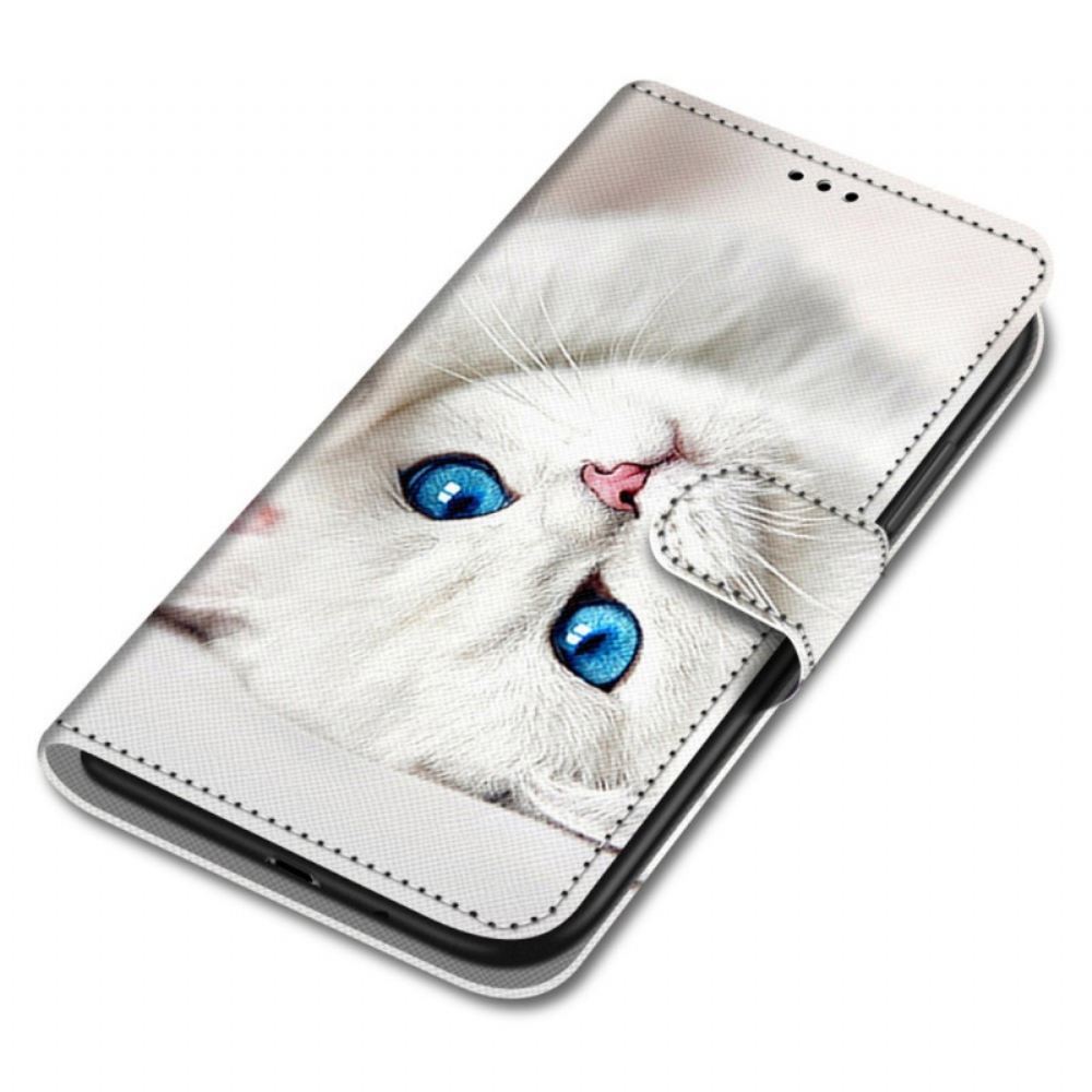Flipové Pouzdro Na Samsung Galaxy M52 5G Černá A Modrá Kočka