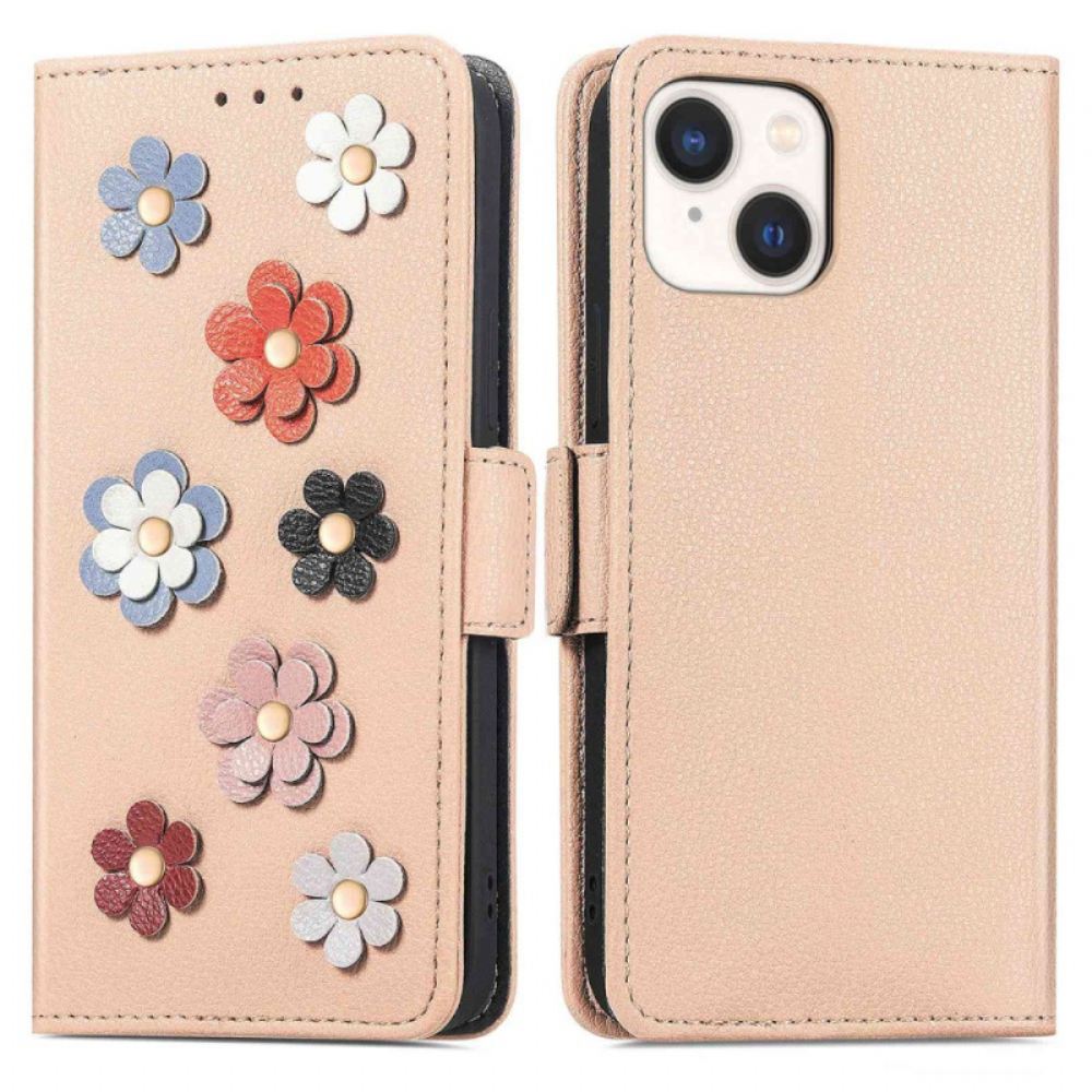 Flipové Pouzdro Na iPhone 14 Dekorativní Květiny