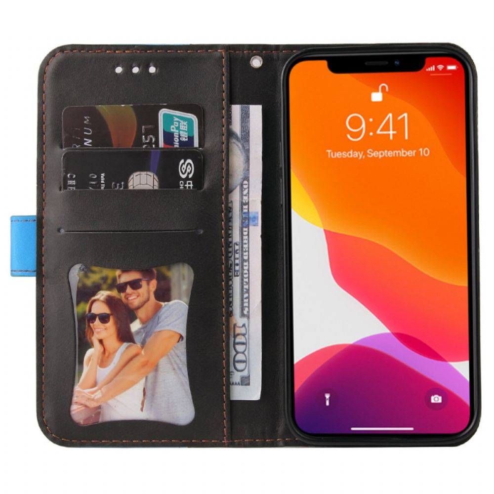 Flipové Pouzdro Na iPhone 14 Dvoubarevná S Páskem