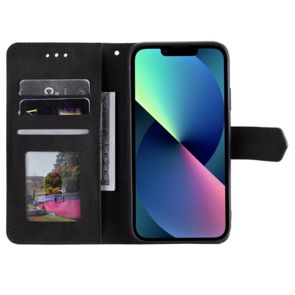 Flipové Pouzdro Na iPhone 14 Švy Na Dotek Pokožky