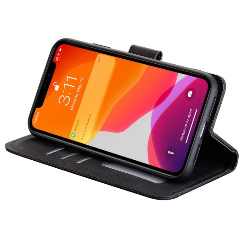 Flipové Pouzdro Na iPhone 14 Švy Na Dotek Pokožky