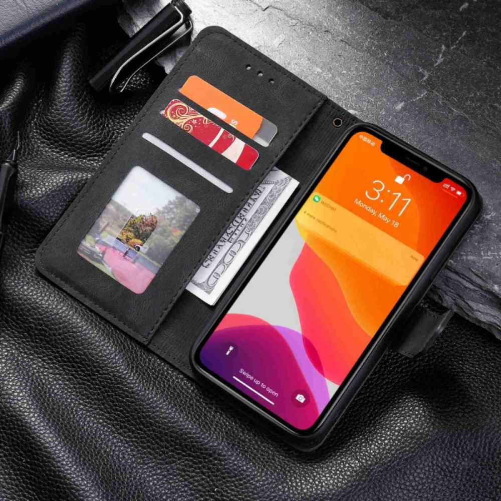 Flipové Pouzdro Na iPhone 14 Švy Na Dotek Pokožky