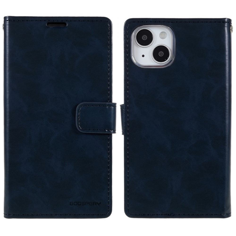 Kožené Pouzdro Na iPhone 14 Blue Moon Merkur Goospery