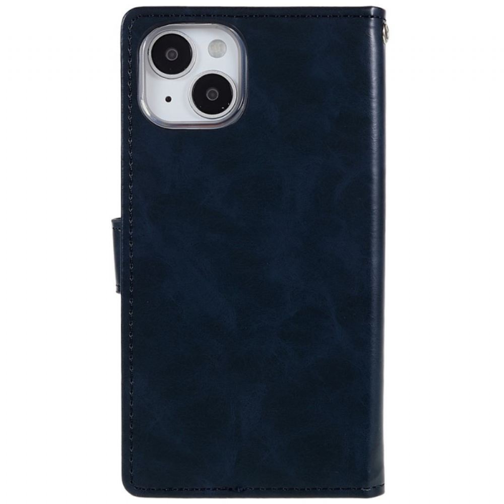 Kožené Pouzdro Na iPhone 14 Blue Moon Merkur Goospery