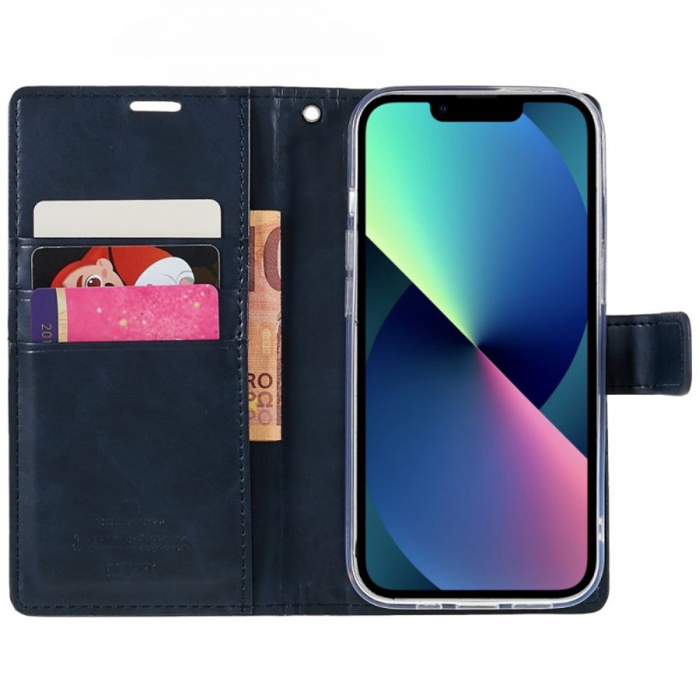 Kožené Pouzdro Na iPhone 14 Blue Moon Merkur Goospery