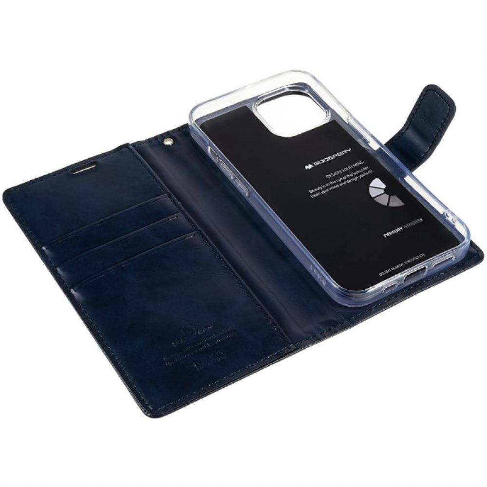 Kožené Pouzdro Na iPhone 14 Blue Moon Merkur Goospery