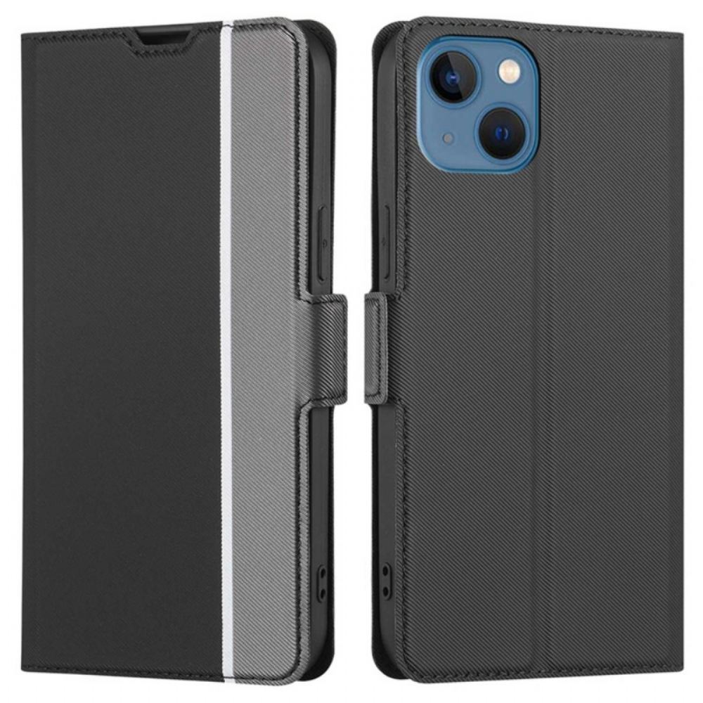 Kožené Pouzdro Na iPhone 14 Dvoubarevná