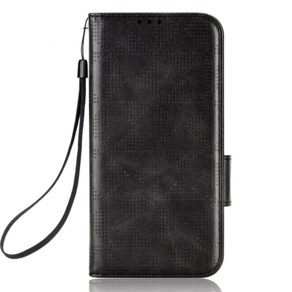 Kožené Pouzdro Na iPhone 14 Trojúhelníky S Popruhem