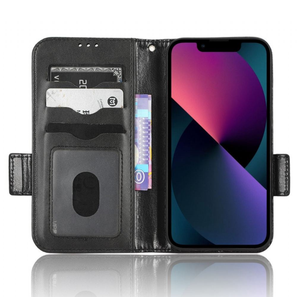 Kožené Pouzdro Na iPhone 14 Trojúhelníky S Popruhem