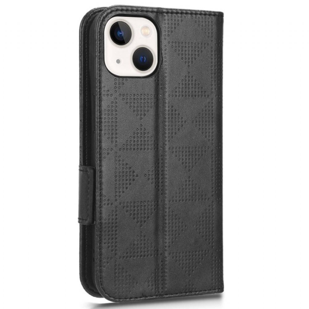 Kožené Pouzdro Na iPhone 14 Trojúhelníky S Popruhem