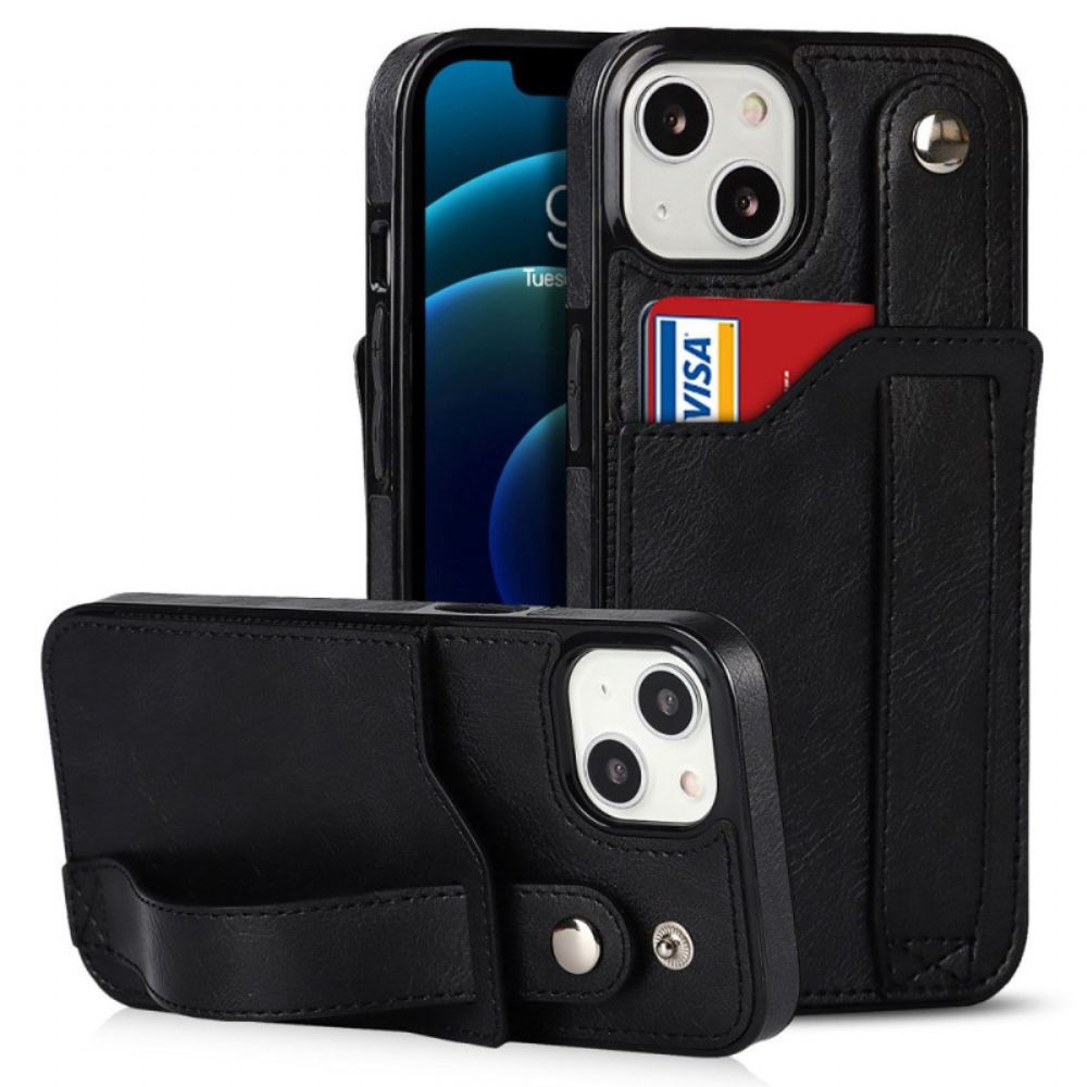 Kryt Na iPhone 14 Držák Rfid Karty S Popruhem