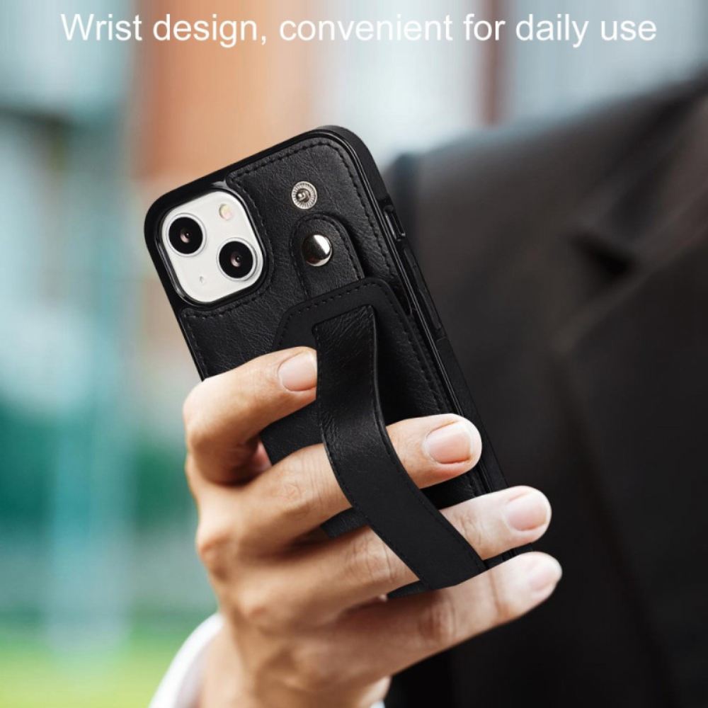 Kryt Na iPhone 14 Držák Rfid Karty S Popruhem