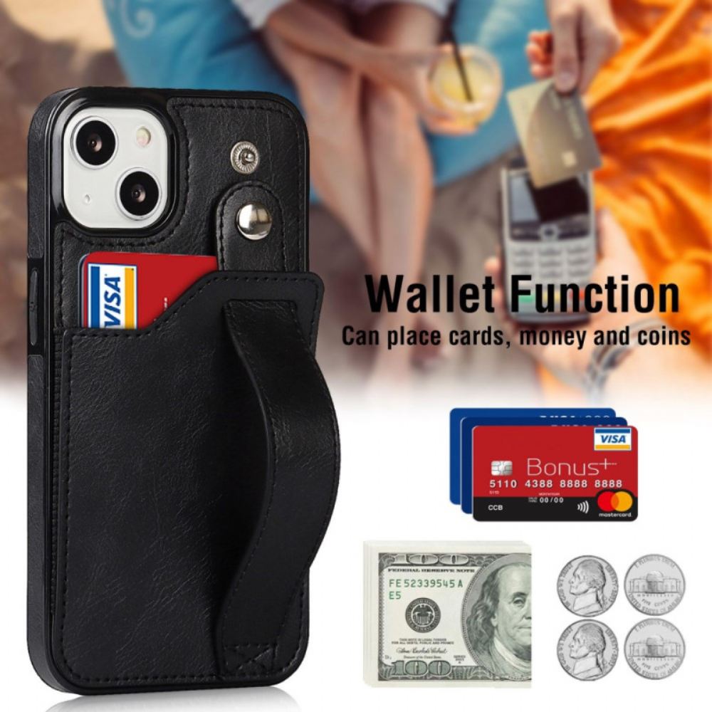 Kryt Na iPhone 14 Držák Rfid Karty S Popruhem